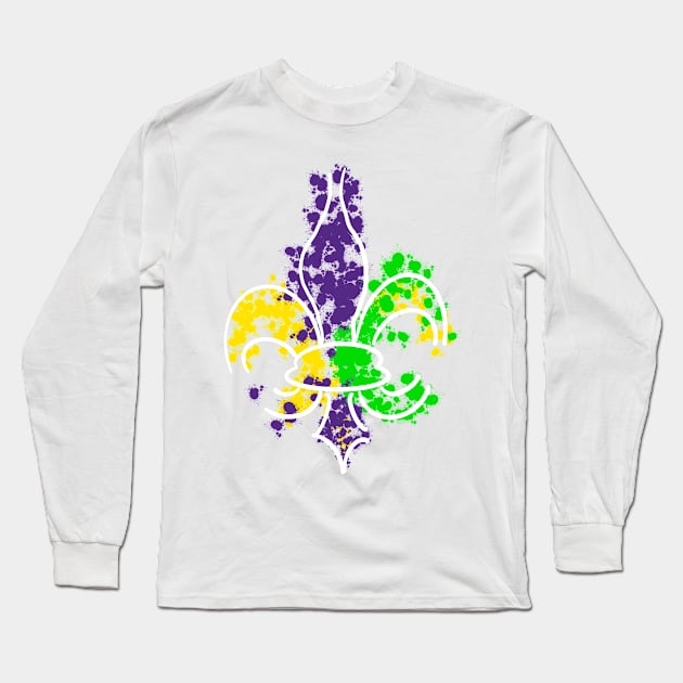 Mardi Gras Fleur De Lis Long Sleeve T-Shirt by Stephanie Kennedy 